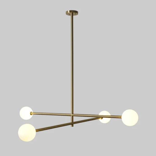 Four Globe Brass Parallel Pendant Light - Image 2