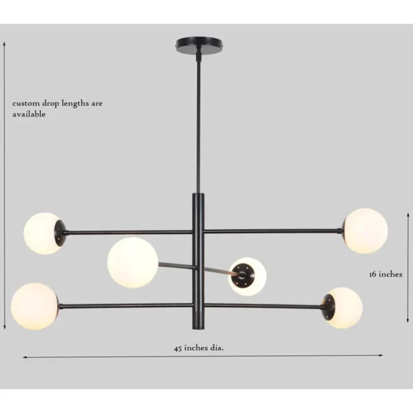 Contemporary 6 Globe Arms Brass Sputnik Chandelier Light Fixture - Image 2