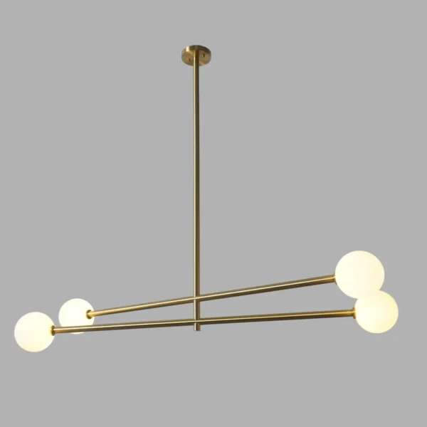 Four Globe Brass Parallel Pendant Light